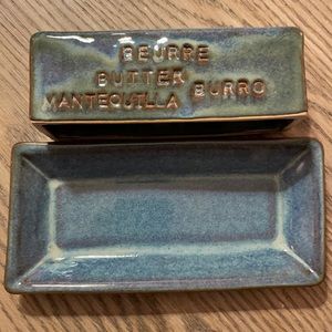 Butter Dish Pottery Blue Beurre Mantequilla Burro
